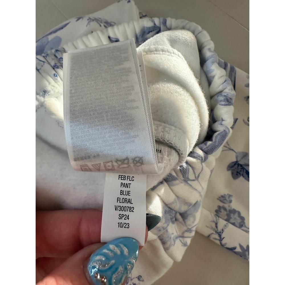 Gap Kids Sweatshirt Jogger Set Girls 5 XS Blue White Floral Fleece NWT Toile - Picture 6 of 11